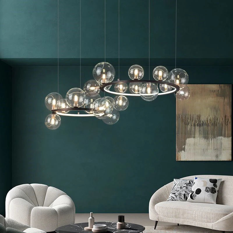 Modern glass chandelier with artistic bubbles