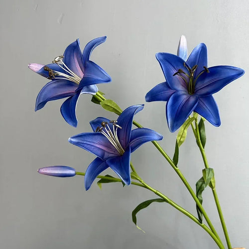 Artificial lily branch floral decoration for interiors - vue 5 sur 11