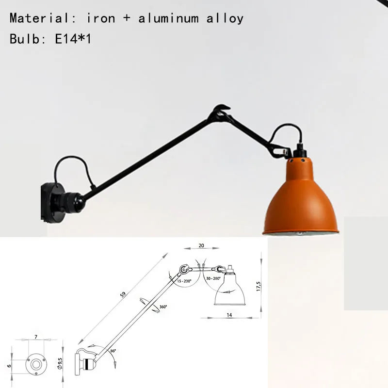 Rotatable metal wall lamp with plug for lighting
