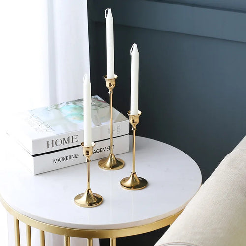 Set of 3 metal candle holders for elegant and festive decor - vue 4 sur 10