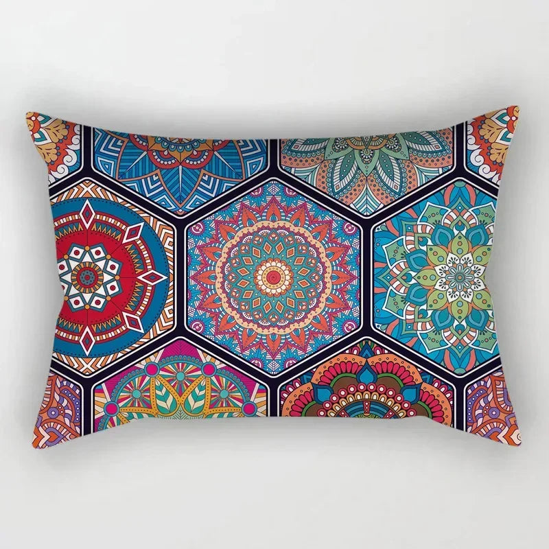 Rectangular cushion cover with vintage mandala pattern for interior decoration