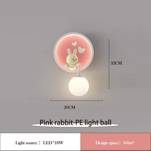 cute rabbit wall light for modern children's room - vue 8 sur 8