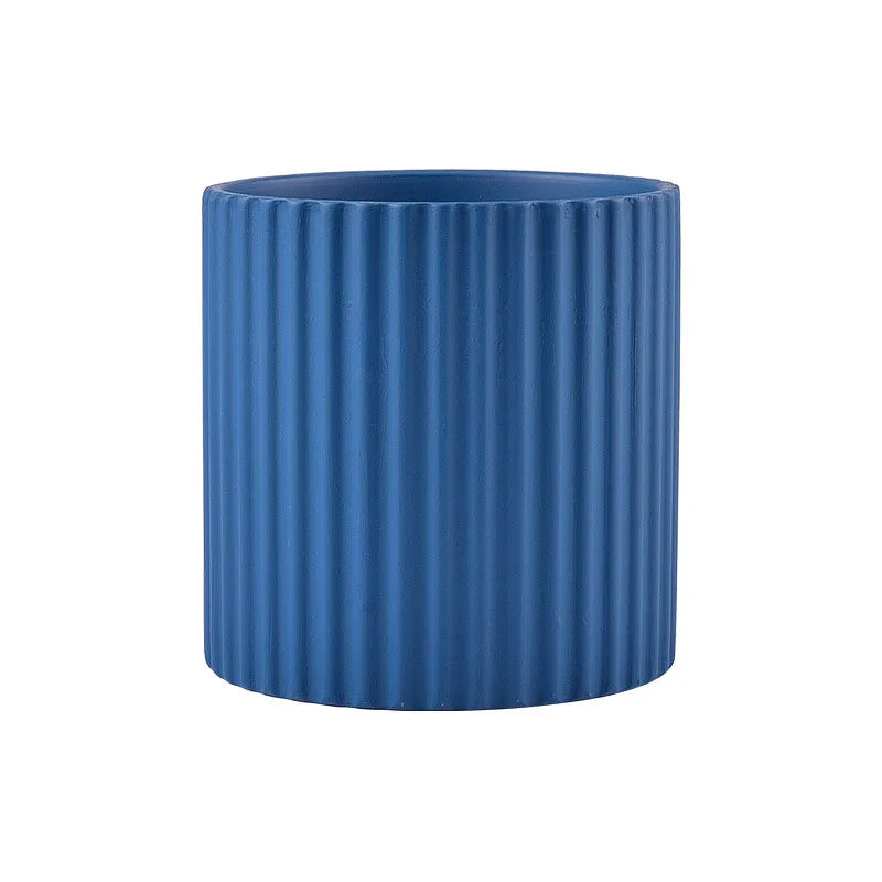 ceramic flower pot vertical lines for indoor plants - vue 14 sur 23