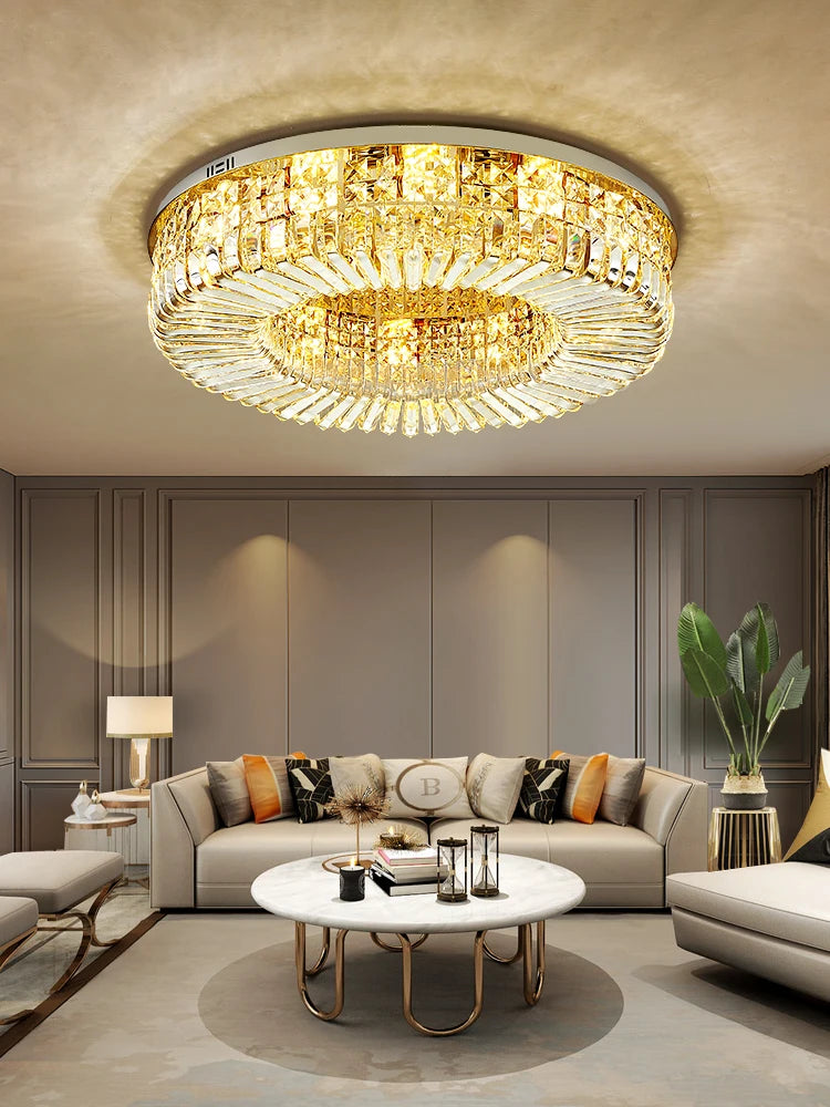 Classic chrome crystal LED ceiling light for modern interiors