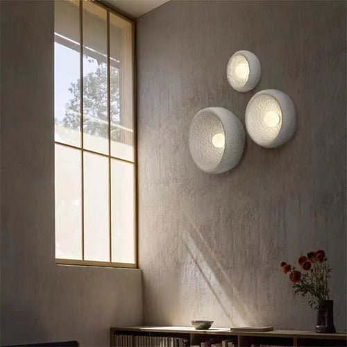 Japanese wabi sabi stone wall light for indoor decor - vue 3 sur 7