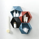 hexagonal wooden wall rack for books and decorations