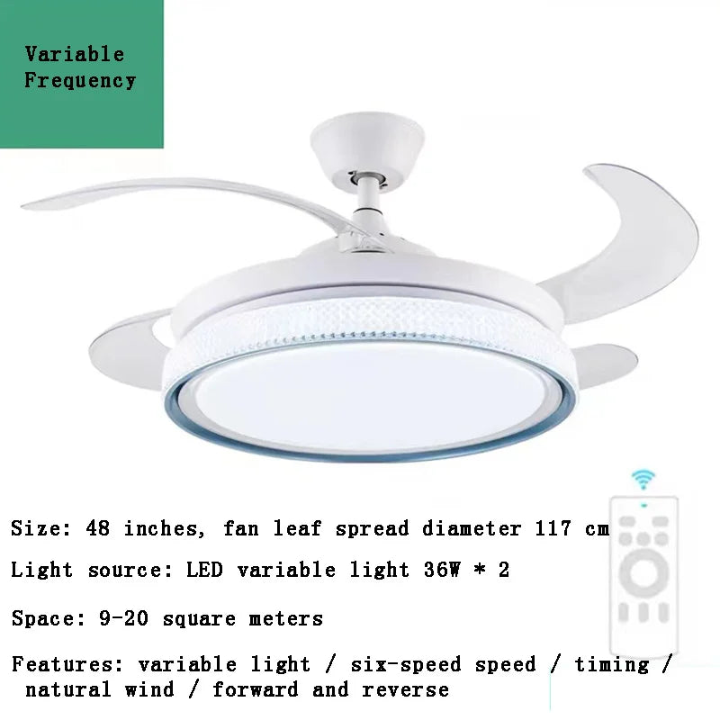 plafonnier led intelligent à pales rétractables design moderne - vue 16 sur 19