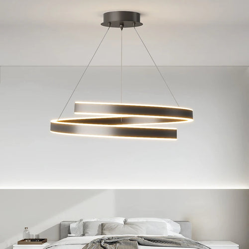 Tondi simple black/white chandelier for living room, dining room, kitchen – round interior lighting