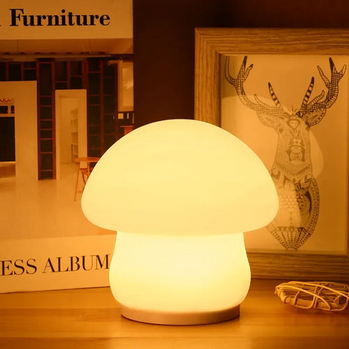 Mushroom LED night light silicone touch sensor battery lamp for baby room and bedside decor christmas gift