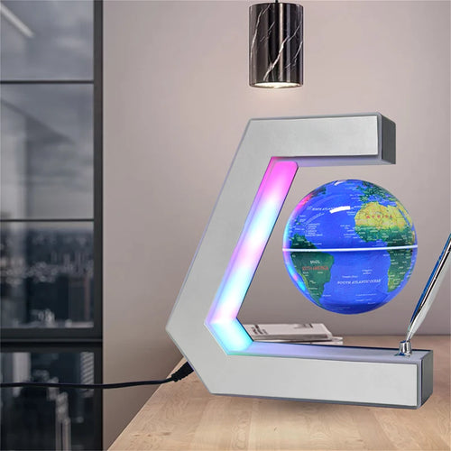 magnetic levitation floating globe with decorative LED light - vue 2 sur 9