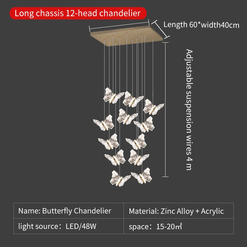 Nordic crystal LED pendant light for modern decoration - vue 7 sur 18