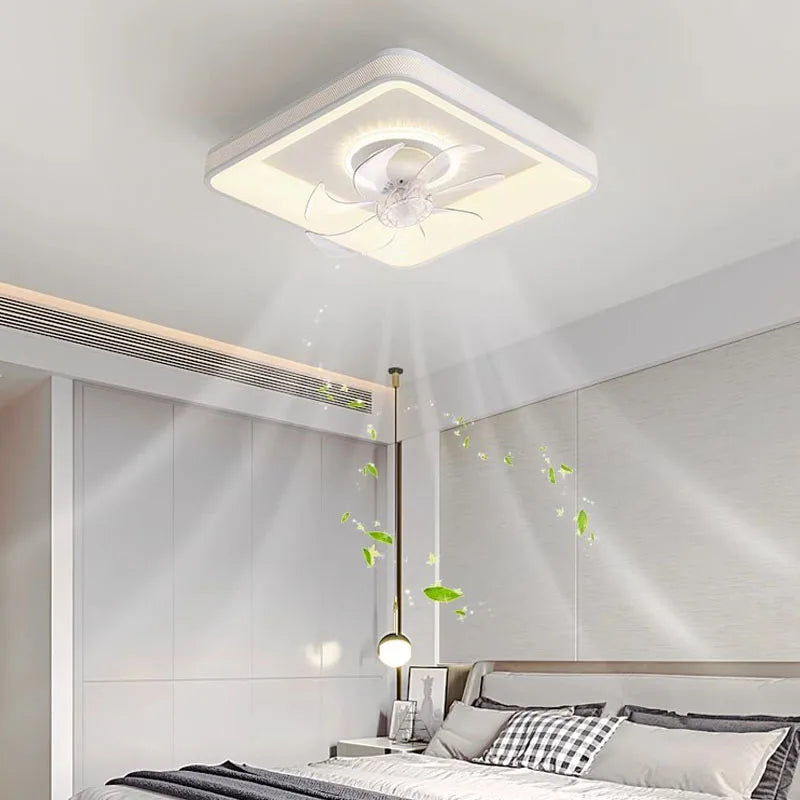 Modern LED ceiling light with fan and remote control decorative for home