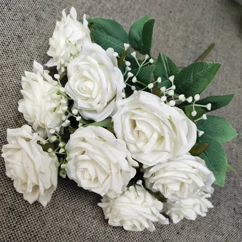 Silk rose bouquet for wedding and party decoration - vue 7 sur 13