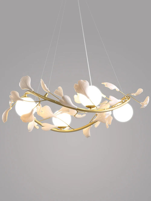 Ginkgo leaf chandelier with modern decorative LED lighting - vue 7 sur 8