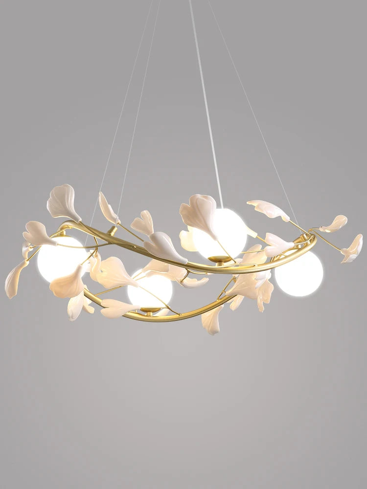 Ginkgo leaf chandelier with modern decorative LED lighting - vue 6 sur 8