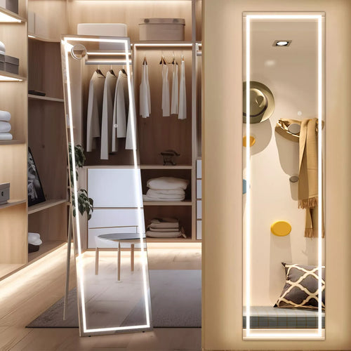 full-length tilting LED mirror with stand and adjustable light - vue 2 sur 7