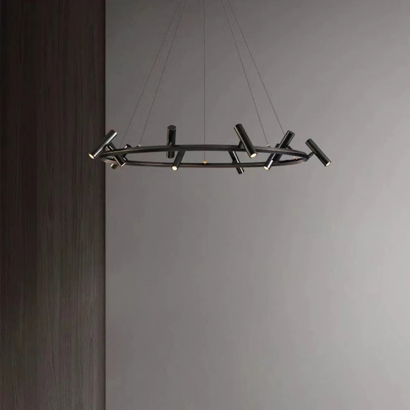 Minimalist rotatable LED chandelier with adjustable height