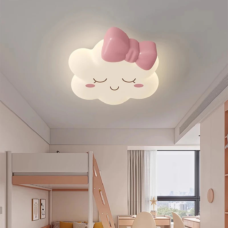 Pink cloud ceiling light for a romantic and cosy children's bedroom