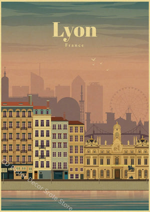 Retro world cities poster for wall decoration