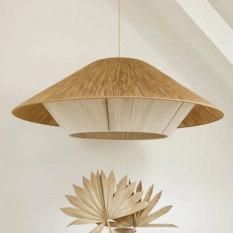 Vintage hemp pendant light wabi sabi style for retro decor