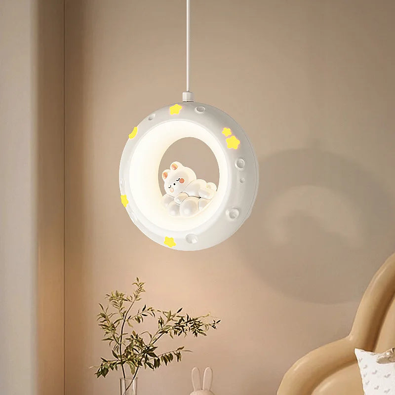 cartoon star pendant for children in resin with bear and rabbit