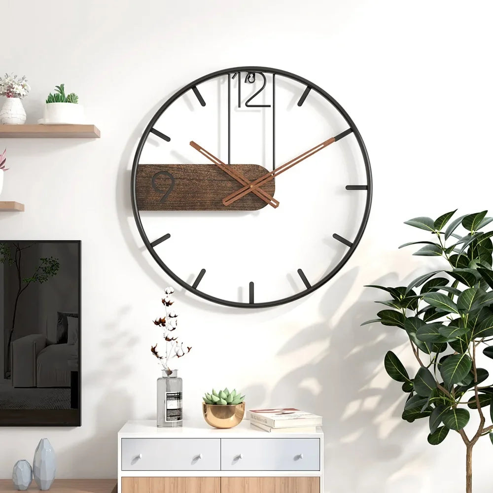 Nordic retro design iron wall clock creative home decoration - vue 3 sur 6