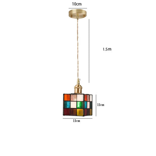 Nordic style stained glass pendant light for industrial lighting - vue 18 sur 18