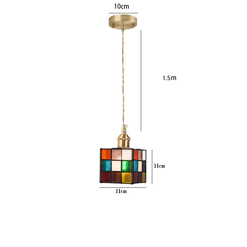 Nordic style stained glass pendant light for industrial lighting - vue 17 sur 18