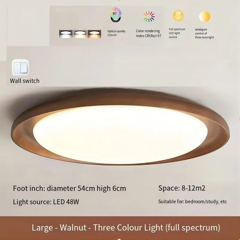 Solid wood wabi-sabi ceiling light for bright interiors