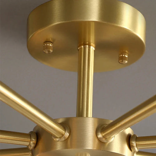 Elegant retro glass chandelier with multiple copper heads - vue 6 sur 9