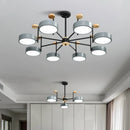 Nordic style iron and acrylic wood chandelier for interior decoration