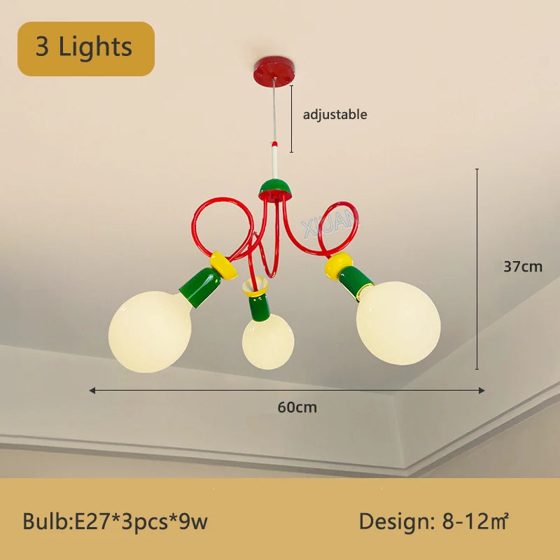 Colourful memphis design chandelier for children's room - vue 8 sur 9