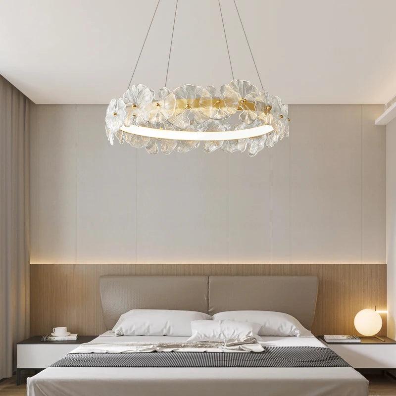 Copper pendant light with premium artistic glass shade