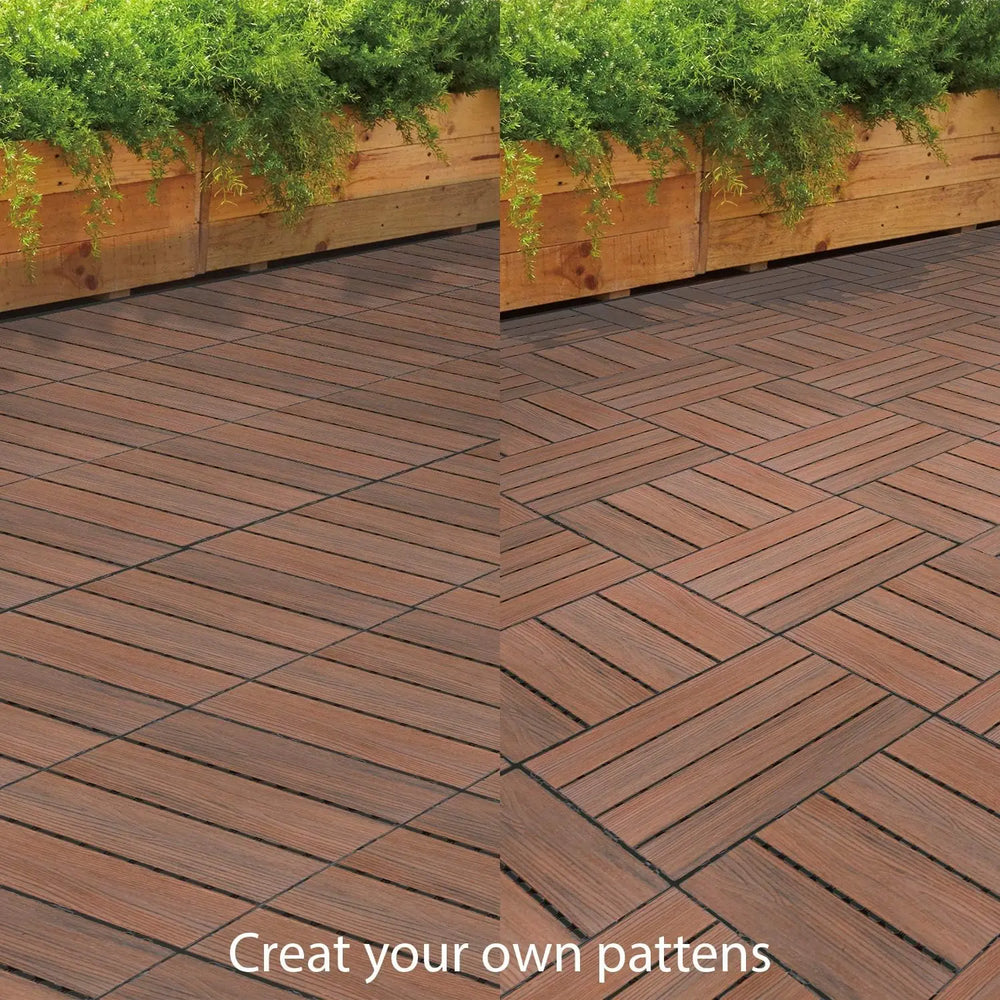 30 solid wood interlocking tiles for terrace or balcony