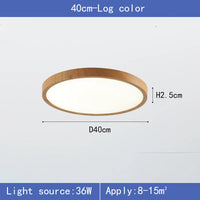 Ultra-thin circular LED ceiling light wood grain 3-tone