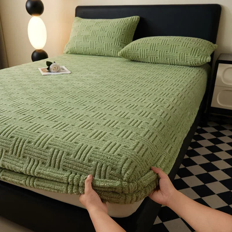 Plush Mattress Cover For Bed,stretch Soft Material Fitted Sheet, Keep Warm,dust Protector,machine Washable 90X200,180X200 - vue 14 sur 20