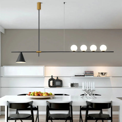 Minimalist industrial glass and LED design chandelier - vue 3 sur 18