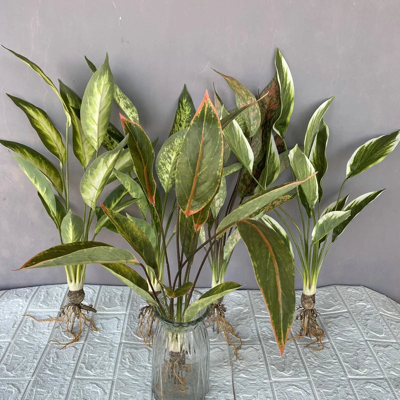 Plastic artificial plants with roots for wedding decoration