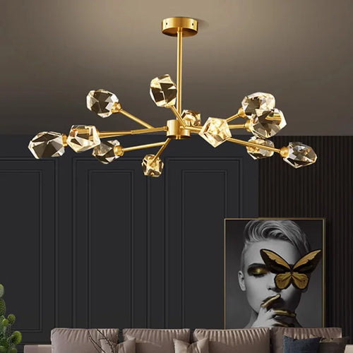 Copper and crystal chandelier for an elegant ambience - vue 2 sur 8