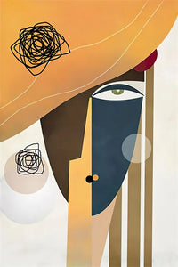 Abstract wall art with modern figures print for interior decoration
