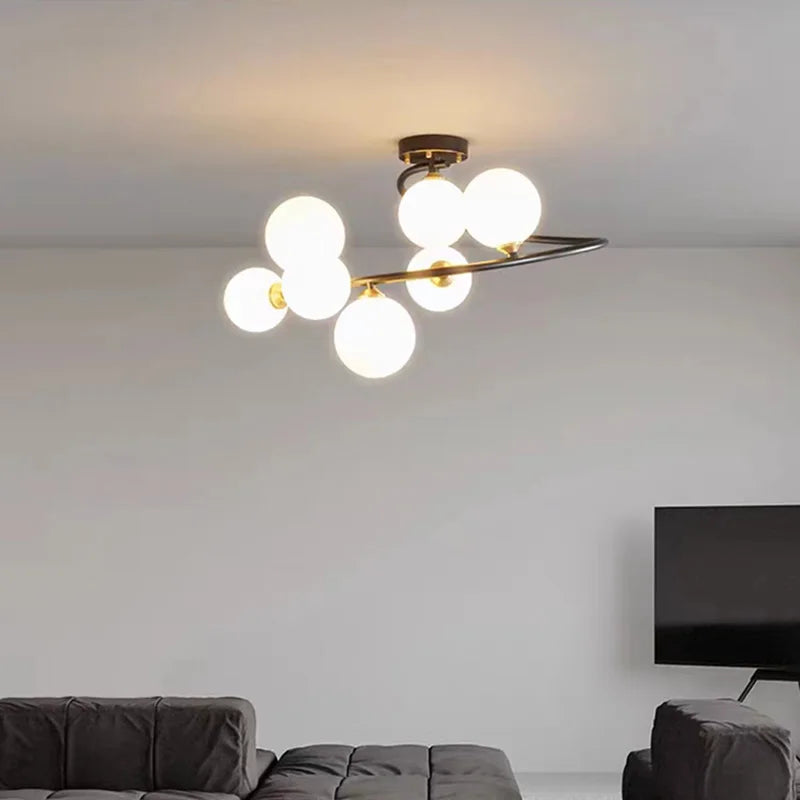 Modern glass and black copper chandelier for interiors