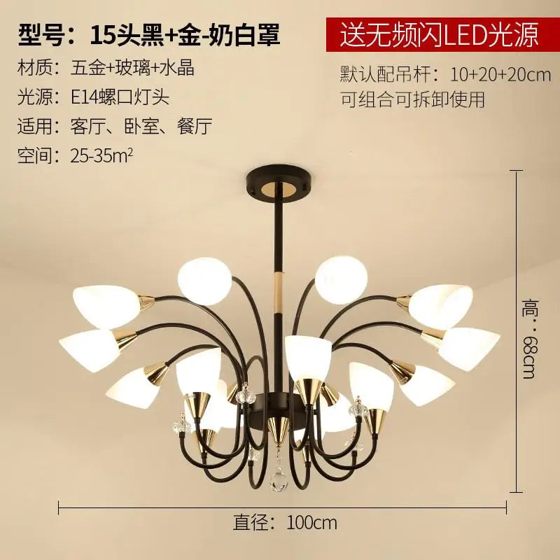 Modern copper crystal chandelier for indoor lighting - vue 11 sur 14