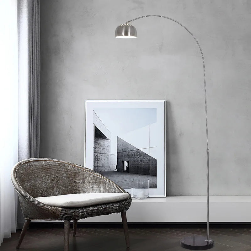 Metal arc LED floor lamp electroplated finish