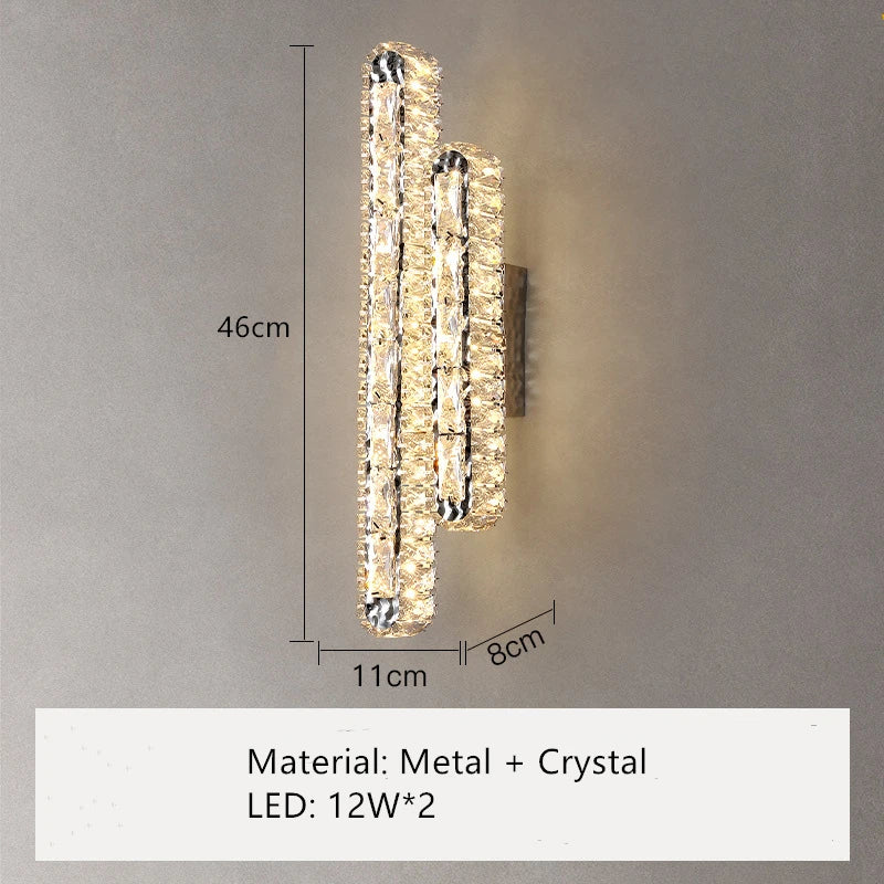 Modern oval LED crystal wall light for interior decoration - vue 10 sur 14