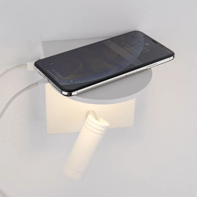 rotating wall light with USB port and night lighting