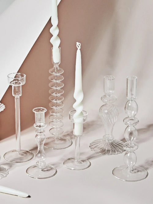 Clear glass candleholder modern nordic home decor - vue 4 sur 31