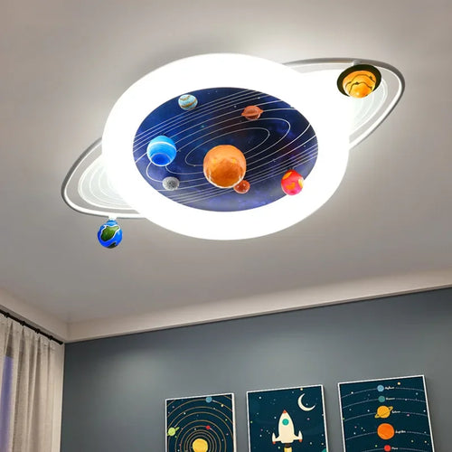 sandyha ceiling light for children with astronauts and planets led - vue 2 sur 11