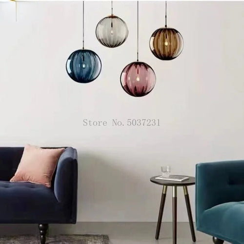Modern nordic coloured glass chandelier with water grain effect - vue 6 sur 29