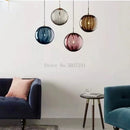Nordic coloured glass globe pendant light water grain modern restaurant kitchen bedside lamp