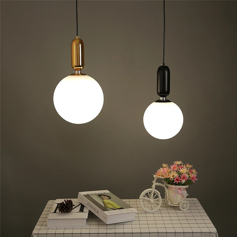 Modern glass ball pendant light LED decorative indoor lighting
